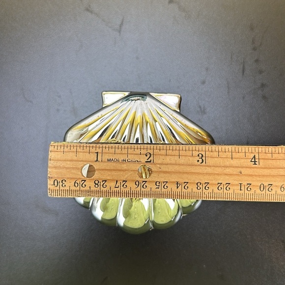 Vtg International Silver Company Small Shell Trinket Jewelry Box with Gold Bow - Picture 5 of 13